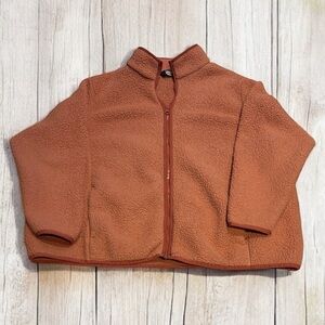 Lands’ End Women’s Sherpa Zip Up Jacket Sweatshirt Rose Size 3X (24W-26W) EUC